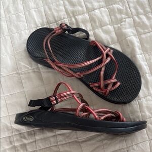 Chaco Black and Red Sport Sandals with Adjustable Straps